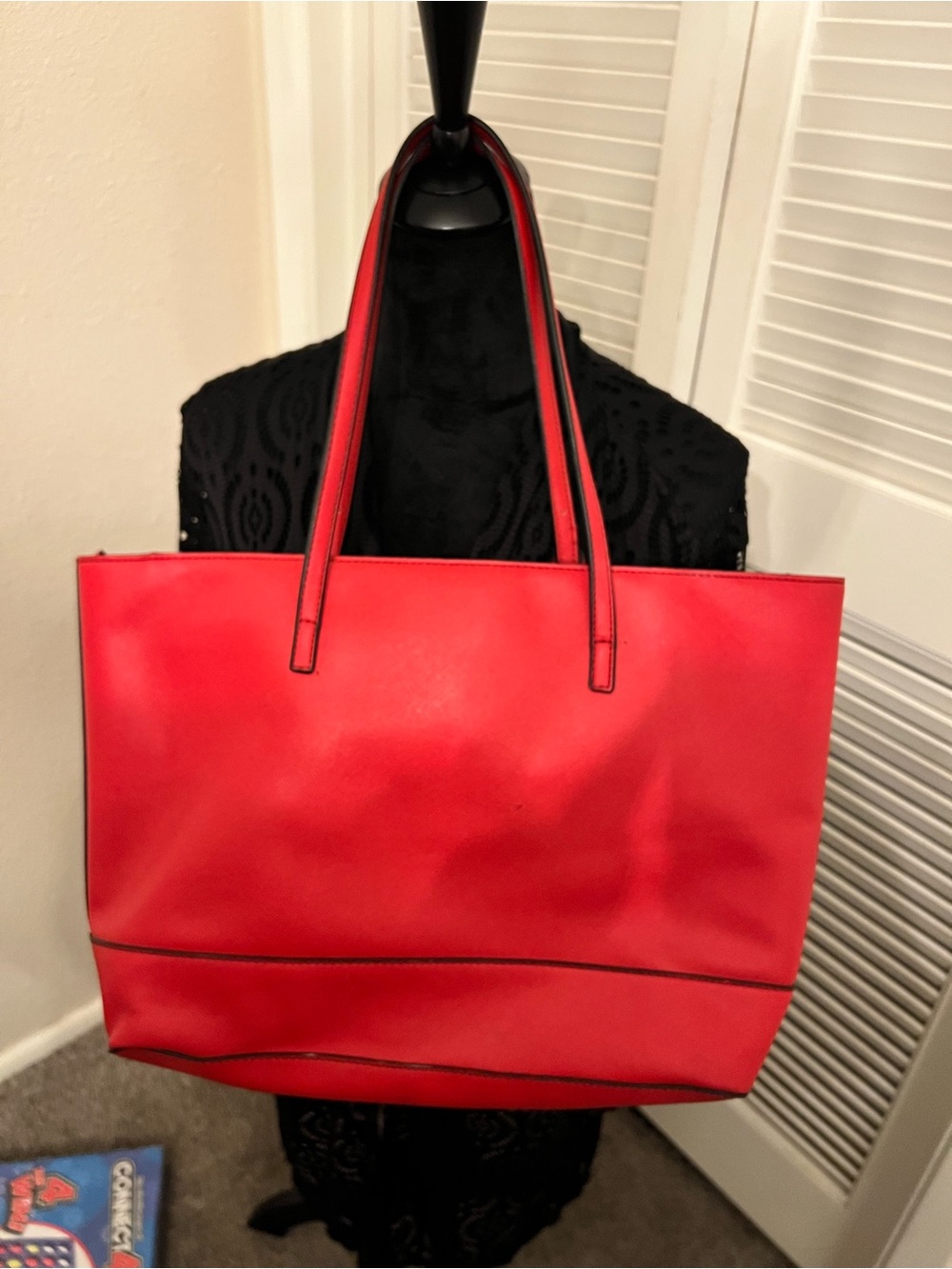 GUESS Red Embossed Leather Tote - Picture 2 of 5